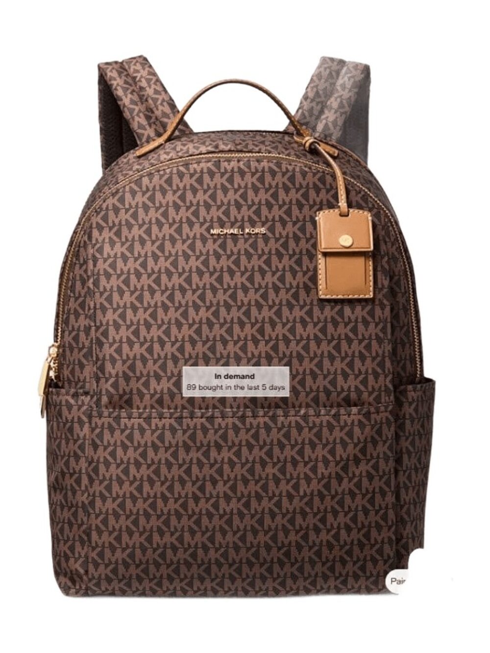 Michael Kors Wythe Large Backpack — MK Signature Logo Brown/Acorn Coated Canvas